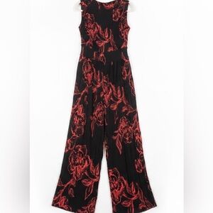 Nanette Lepore Floral Black and Red Jumpsuit